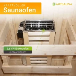 Artsauna Fasssauna Nolvik M inkl. 3,6 kW Ofen + Zubehör