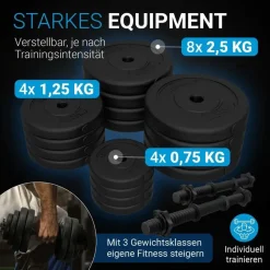 ArtSport Hantelset 30 kg Kurzhantel Set schwarz