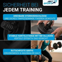 ArtSport Hantelset 20 kg Kurzhantelset schwarz