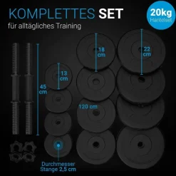 ArtSport Hantelset 20 kg Kurzhantelset schwarz
