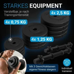 ArtSport Hantelset 20 kg Kurzhantelset schwarz