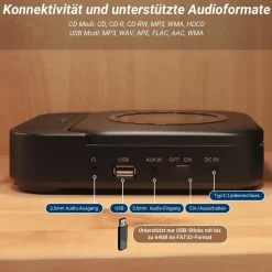 August SE15B MP3-Player Schwarz Bluetooth®, Lautsprecher