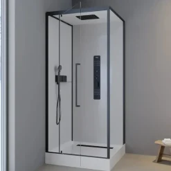Aurlane Komplettdusche 90 x 90 cm schwarz 5 mm