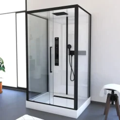 Aurlane Urban 2 Komplettdusche mit Schiebetür 115 x 90 cm schwarz/transparent