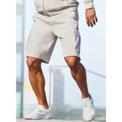 AUTHENTIC LE JOGGER "kurze Sweathose", Herren, Gr. L (52/54), N-Gr, beige (creme), Sweatware, Obermaterial: 60% Baumwolle, 40% Polyester, unifarben, regular fit ca. Mitte Knie, Hosen Sweatshorts, Cargotaschen mit Webdetails, Topseller