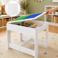 BABY VIVO Kindersitzgruppe mit multifunktionalem Tisch und 2 Stühlen aus Holz - Moritz
