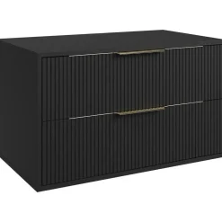 Badplaats Waschbeckenunterschrank Rimini 2 Schubladen 80 x 46 x 46 cm Schwarz Matt