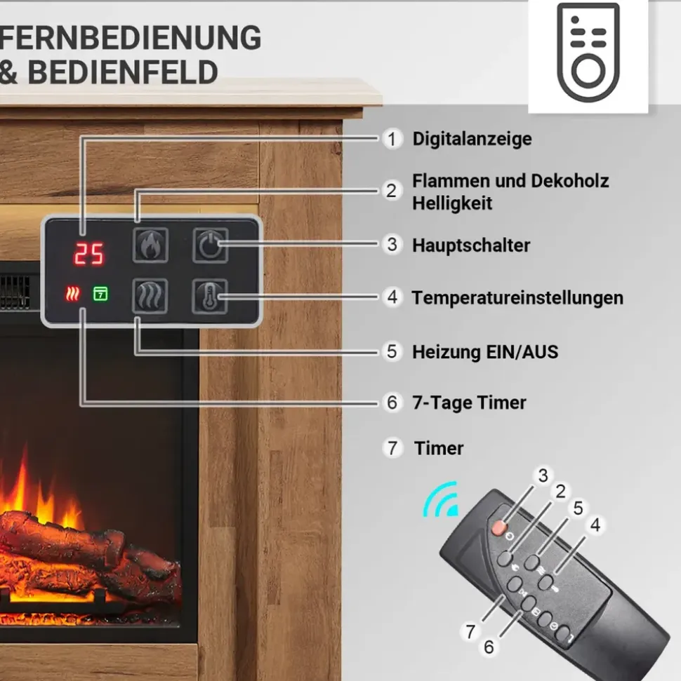 Balderia Elektrokamin BALDERIA Dunkle Eiche Braun