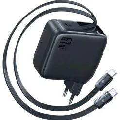 Baseus EnerCore CJ21 Charger Retractable 3C 67W EU Black
