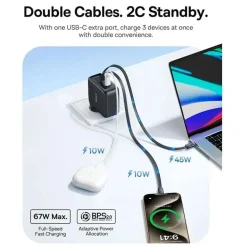 Baseus EnerCore CJ21 Charger Retractable 3C 67W EU Black