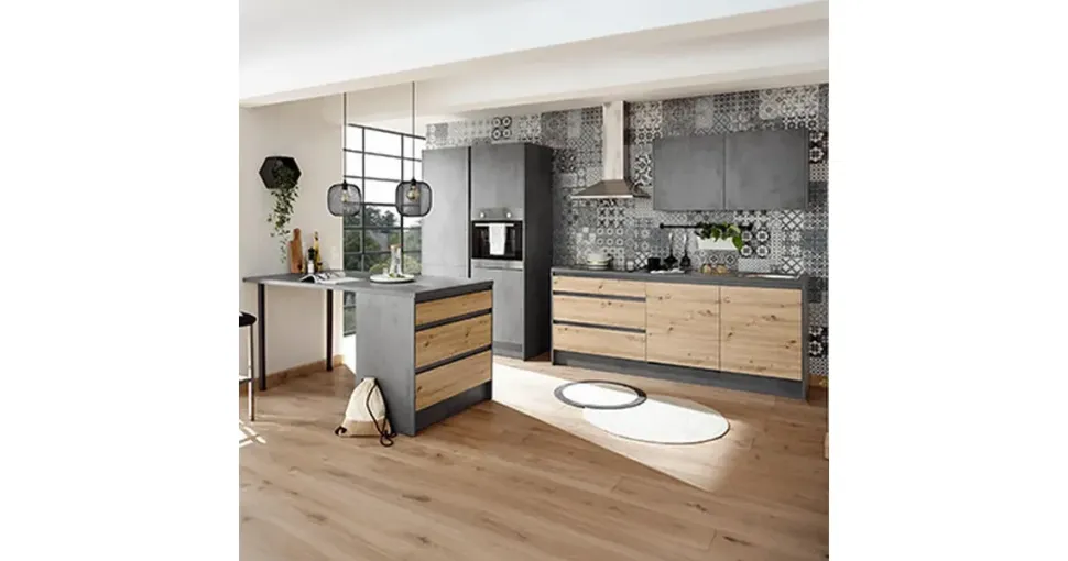 BASIC by Balculina Küchenzeile Jazz 320 cm anthrazit/artisan eiche/metallic braun/anthrazit/braun