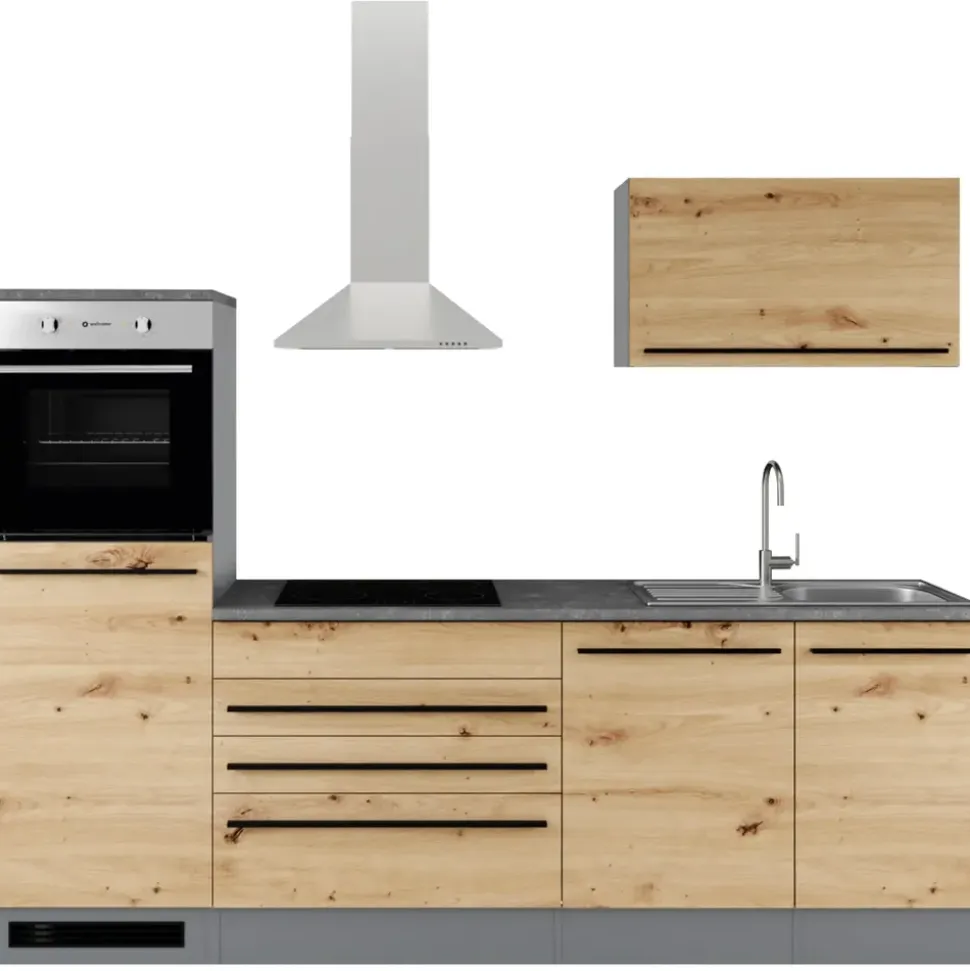 BASIC by Balculina Küchenzeile Jazz 260 cm anthrazit/artisan eiche/metallic braun