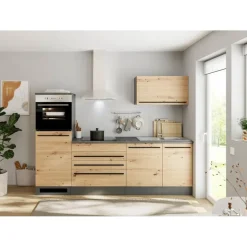BASIC by Balculina Küchenzeile Jazz 260 cm anthrazit/artisan eiche/metallic braun