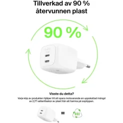 Belkin Dual USB-C Ladegerät Power Delivery und PPS (50 W) weiß
