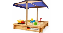 BestLivings Sandkasten mit Dach 98x98x17 cm braun