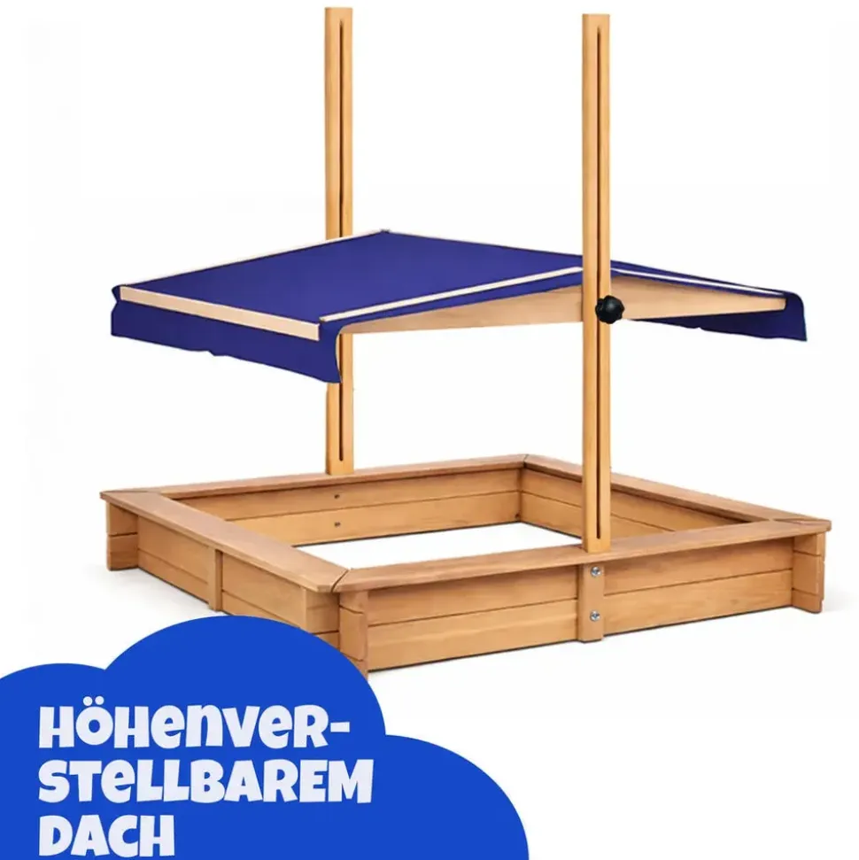 BestLivings Sandkasten mit Dach 98x98x17 cm braun