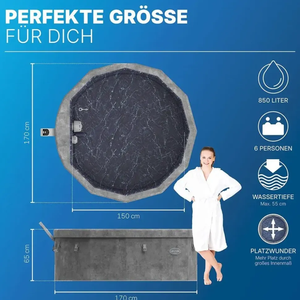 BESTWAY Carrara Ø 170 x 65 cm Grau