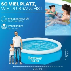 BESTWAY Fast Set Pool 305 x 76 cm inkl. Filterpumpe