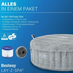 BESTWAY Lay-Z-Spa Bali AirJet 196 x 71 cm Lichtgrau