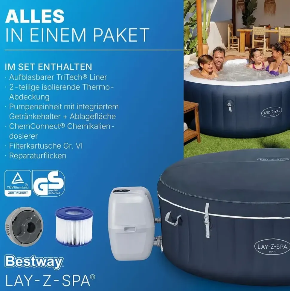 BESTWAY Lay-Z-Spa Miami AirJet 180 x 66 cm Dunkelblau