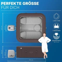 BESTWAY Maldives HydroJet Pro 201 x 201 x 80 cm Mahagoni