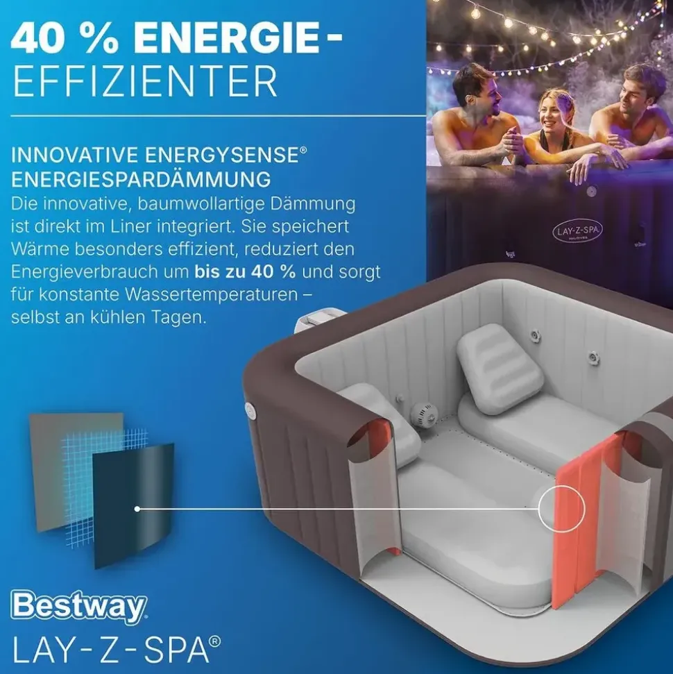 BESTWAY Maldives HydroJet Pro 201 x 201 x 80 cm Mahagoni