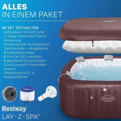 BESTWAY Maldives HydroJet Pro 201 x 201 x 80 cm Mahagoni