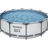 BESTWAY Steel Pro Max Frame Pool  Set 366 x 100 cm lichtgrau inkl. Filterpumpe