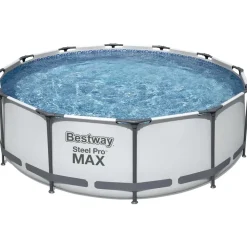 BESTWAY Steel Pro Max Frame Pool  Set 366 x 100 cm lichtgrau inkl. Filterpumpe