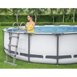BESTWAY Steel Pro Max Frame Pool  Set 366 x 100 cm lichtgrau inkl. Filterpumpe