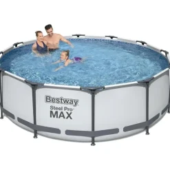 BESTWAY Steel Pro Max Frame Pool  Set 366 x 100 cm lichtgrau inkl. Filterpumpe