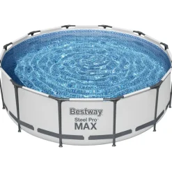 BESTWAY Steel Pro Max Frame Pool  Set 366 x 100 cm lichtgrau inkl. Filterpumpe