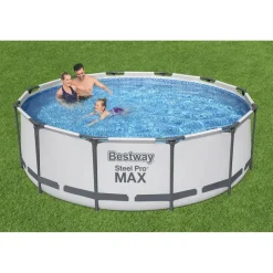 BESTWAY Steel Pro Max Frame Pool  Set 366 x 100 cm lichtgrau inkl. Filterpumpe