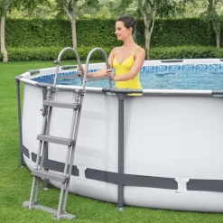 BESTWAY Steel Pro Max Frame Pool  Set 366 x 100 cm lichtgrau inkl. Filterpumpe