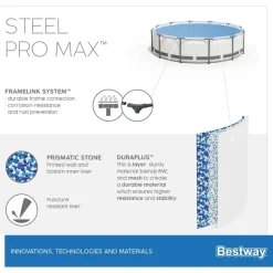 BESTWAY Steel Pro Max Frame Pool  Set 366 x 100 cm lichtgrau inkl. Filterpumpe