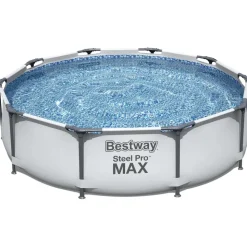 BESTWAY Steel Pro Max Frame Pool Set 305 x 76 cm lichtgrau inkl. Filterpumpe