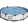 BESTWAY Steel Pro Max Frame Pool Set 366 x 76 cm lichtgrau inkl. Filterpumpe
