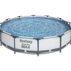 BESTWAY Steel Pro Max Frame Pool Set 366 x 76 cm lichtgrau inkl. Filterpumpe