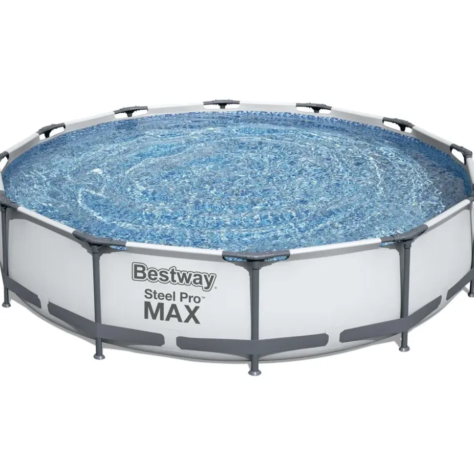 BESTWAY Steel Pro Max Frame Pool Set 366 x 76 cm lichtgrau inkl. Filterpumpe