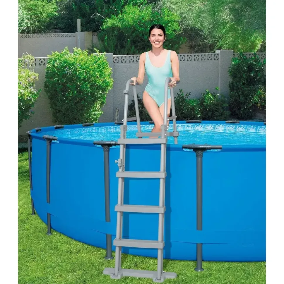 BESTWAY Steel Pro Max Frame Pool Set 366 x 122 cm lichtgrau inkl. Filterpumpe