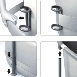 BESTWAY Steel Pro Max Frame Pool Set 366 x 122 cm lichtgrau inkl. Filterpumpe