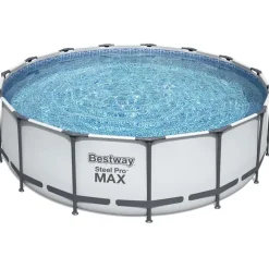 BESTWAY Steel Pro Max Frame Pool Set 457 x 122 cm lichtgrau inkl. Filterpumpe