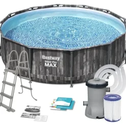 BESTWAY Steel Pro Max Frame Pool Set 366 x 100 cm holzoptik inkl. Filterpumpe