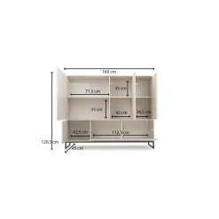 bettso Highboard 160 x 120,5 cm Beige