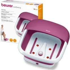 Beurer FB 30 Faltbares Fußsprudelbad mit Wasserheizung, Vibrations- und Sprudelmassage, massageunterstützendes Fußbett, Infrarot-Lichtpunkte, integrierte Pedikürestation