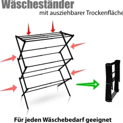 BigDean Wäscheständer 10 m schwarz