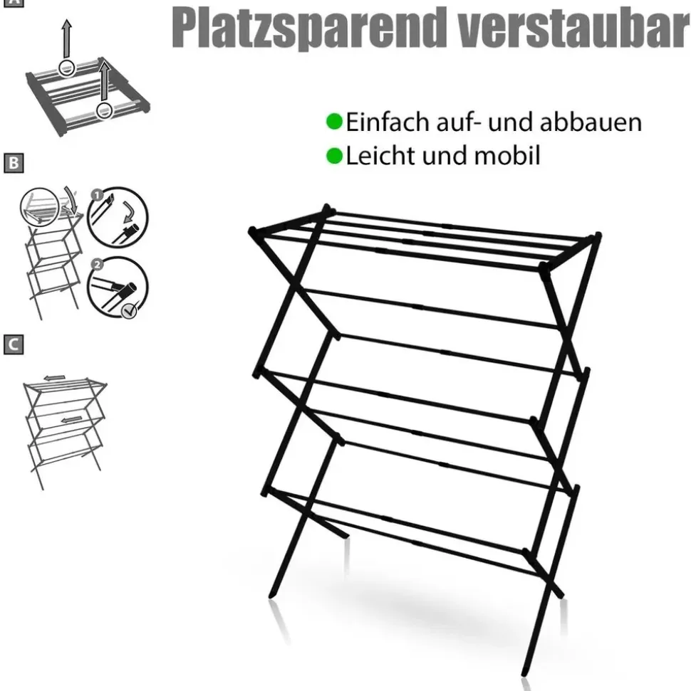 BigDean Wäscheständer 10 m schwarz