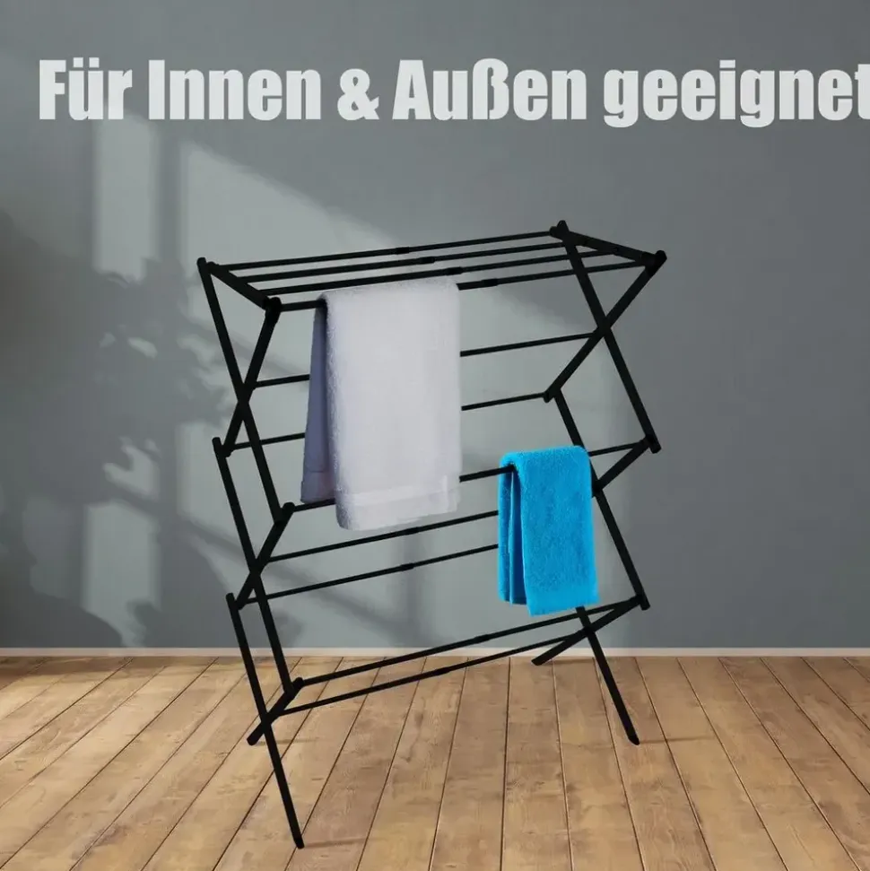 BigDean Wäscheständer 10 m schwarz