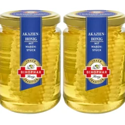 Bihophar Akazien-Honig mit Wabenstück, 500g (Packung mit 2)