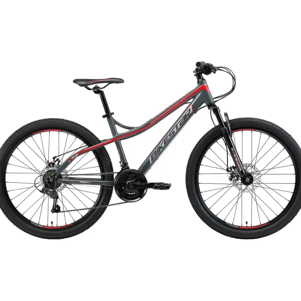 Bikestar Hardtail Mountainbike 26" grau/rot 21-Gang Scheibenbremse